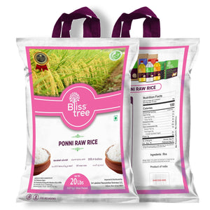 ponni raw rice - semi-polished, from manachanallur, tamilnadu - 10lb